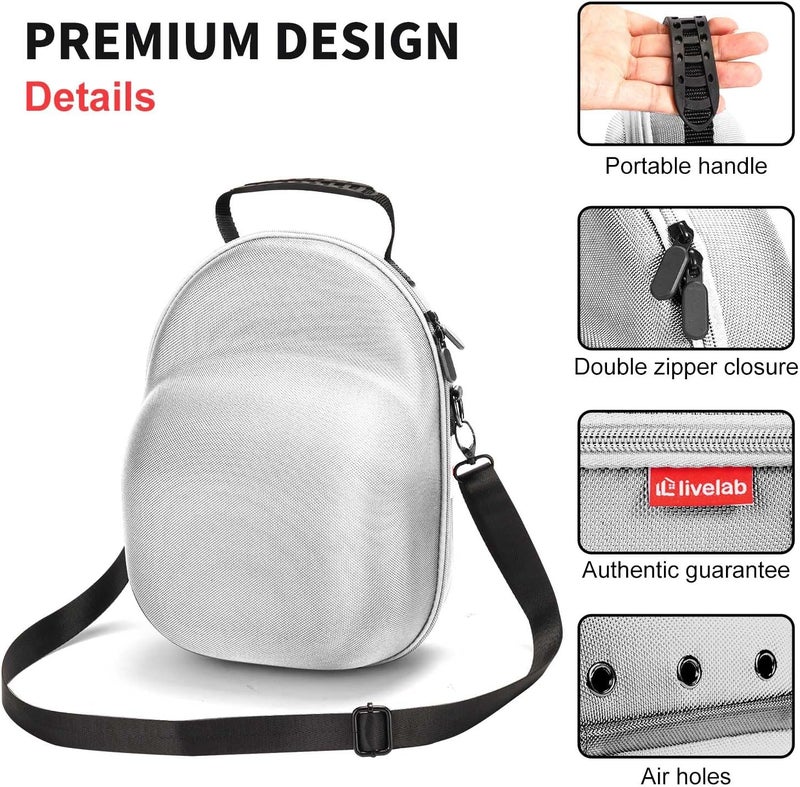 Livelab حافظة قبعات السفر، حافظة صلبة لقبعات البيسبول، تخزين القبعات للسفر مع مقبض حمل وحزام كتف، منظم قبعات يحمي حتى 6 قبعات - رمادي - Image 3